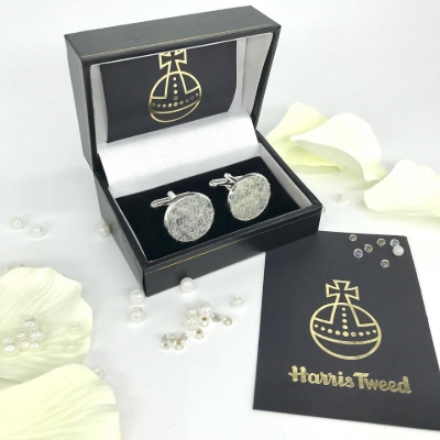 10 per cent off all Harris Tweed® cuff links and hip flasks from Tweedie Bags
