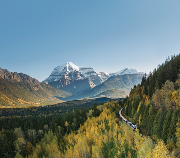 Snow capped mountains in the Canadian Rockies