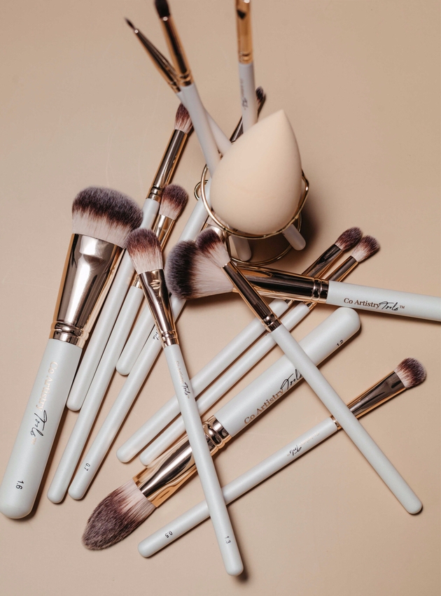 Collection of make up brushes and applicator by Co Artistry Tools