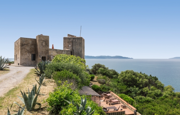 Scenic view of historic turret villa