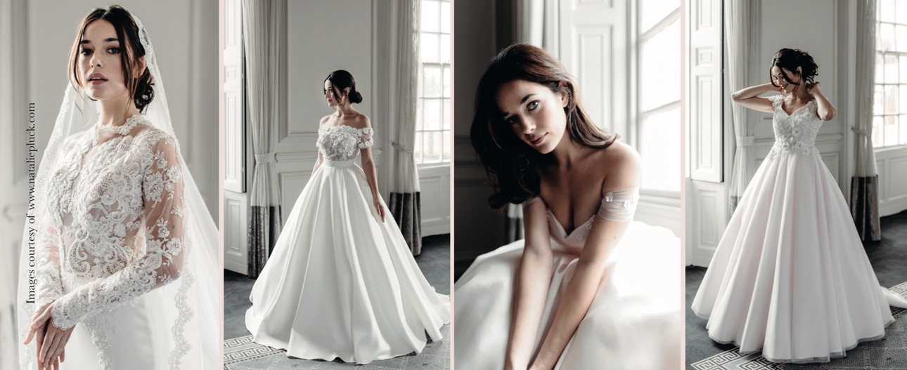 Four wedding dresses from the Wonderland collection by Yorkshire bridal designer Kate Fearnley