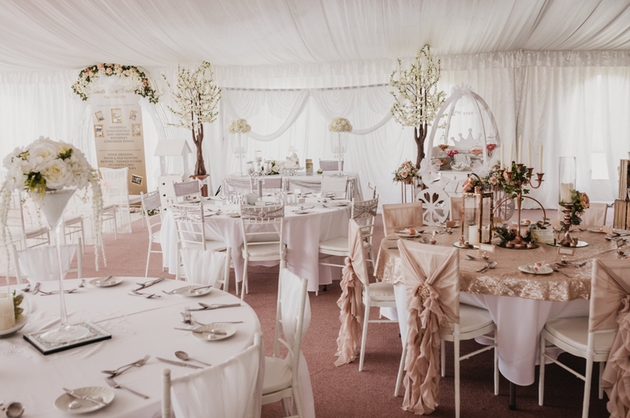 Interior of marquee set up for a wedding at yorkshire outdoor venue Cherished Memories Wedding Venue