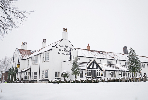 Yorkshire venue Ye Olde Bell Hotel & Spa in the snow.