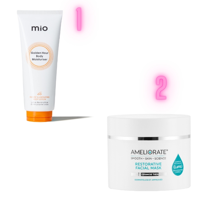 MIO GOLDEN HOUR BODY MOISTURISER and AMELIORATE RESTORATIVE FACIAL MASK