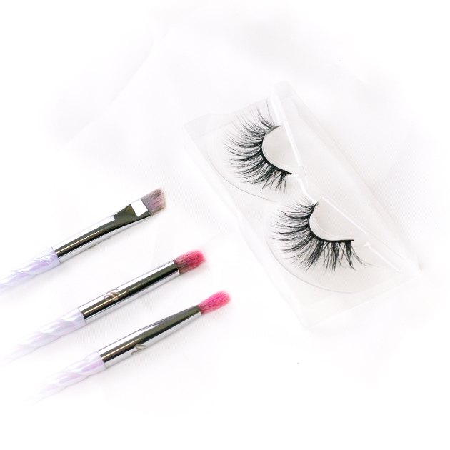 makeup brushes and false lashes