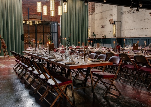 Interior of Sheffield wedding venue The Mowbray set up for wedding