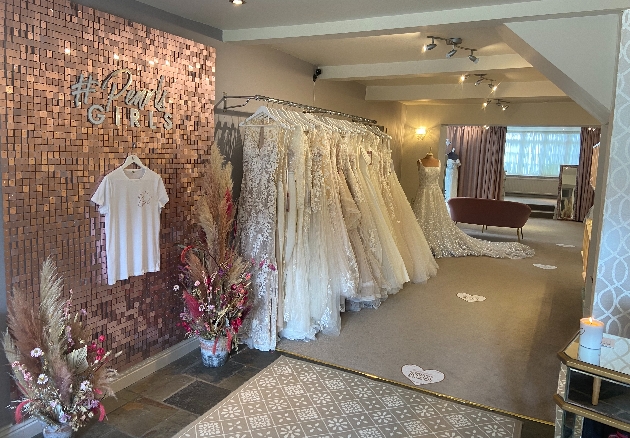 Interior shot of bridal boutique