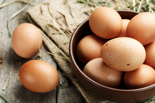 Brown eggs in a plate