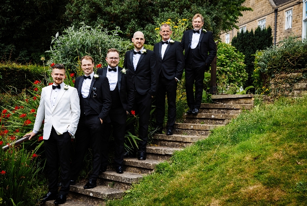 Groomsmen on steps