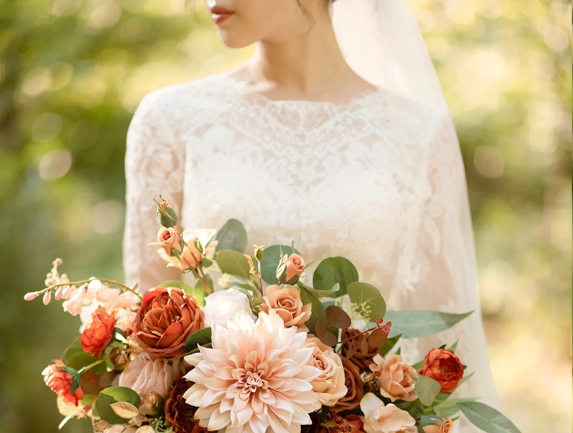 model with red hair in a wedding dress