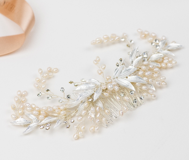 pearl and jewel encrusted bridal hair comb