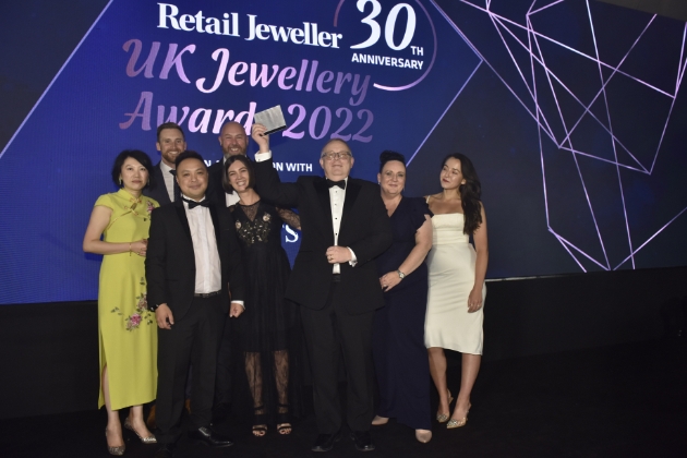 Berry's jewellers team on stage winning award