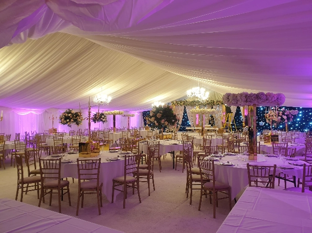 marquee interior set up for a wedding