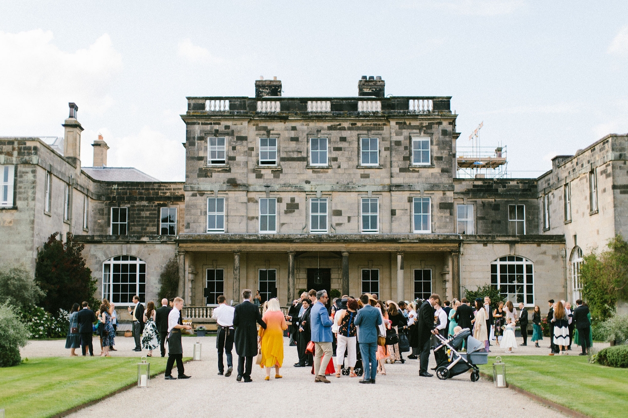 Wedding guests mingle