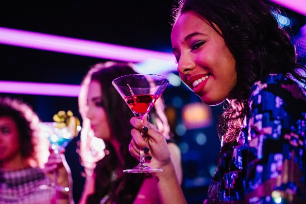 ladies drinking in a bar