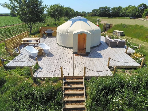 Exterior of a glamping tent