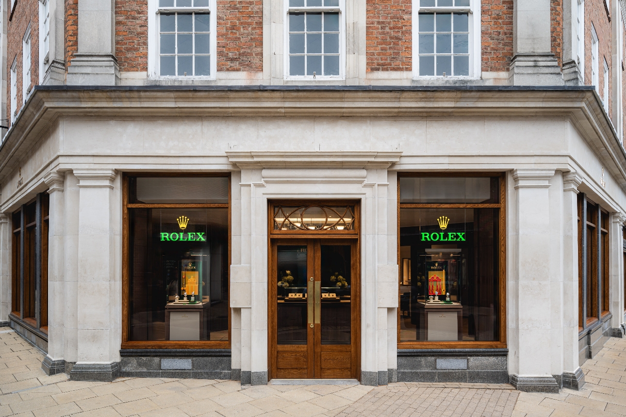 jewellery shop front with rolex display