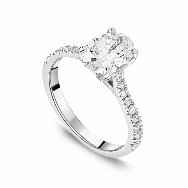 oval engagement ring with diamonds on shanks