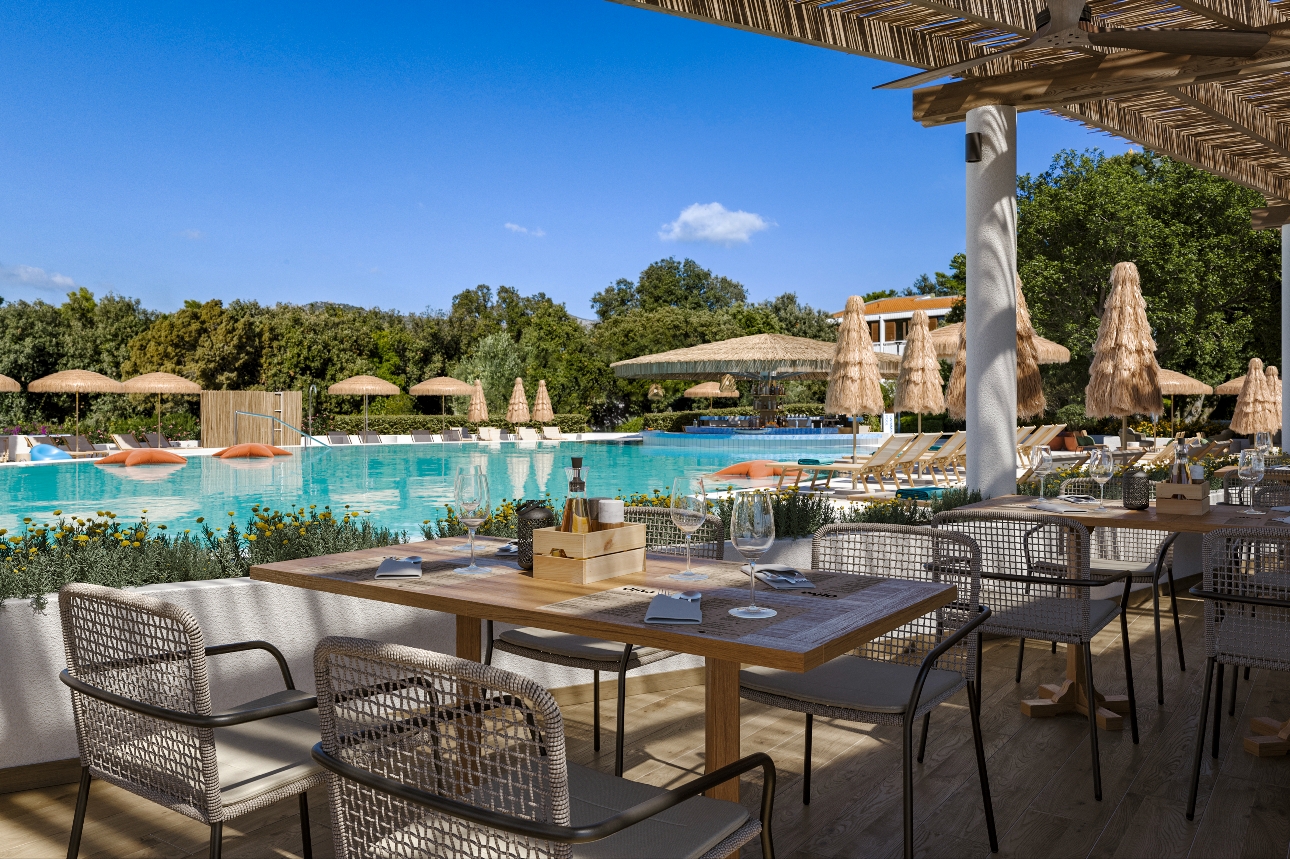 restaurant terrace near pool