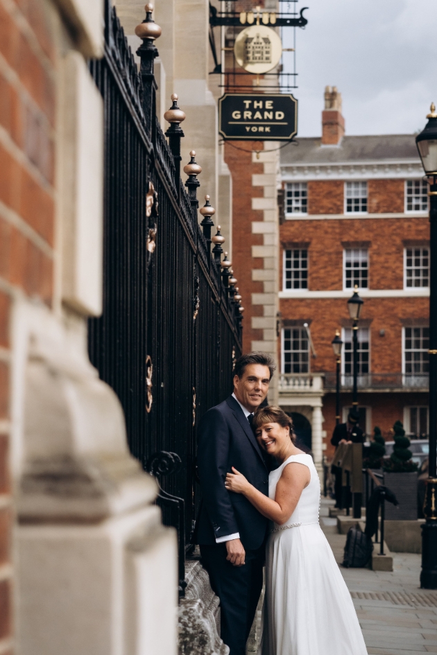 Bride and groom outside of The Grand in York