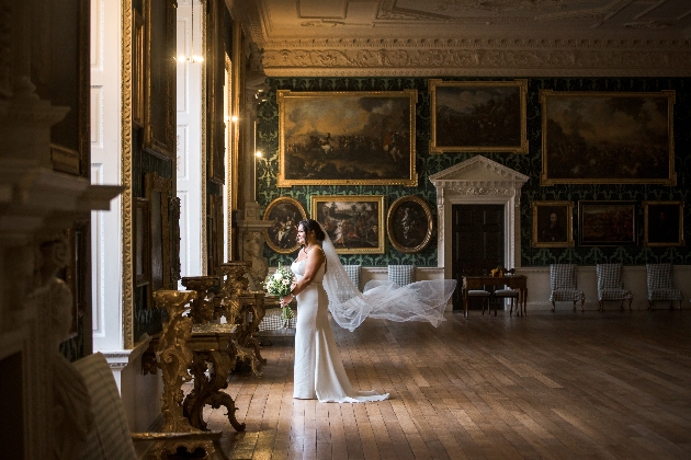 Bride looking out of the window picture gallery temple newsam