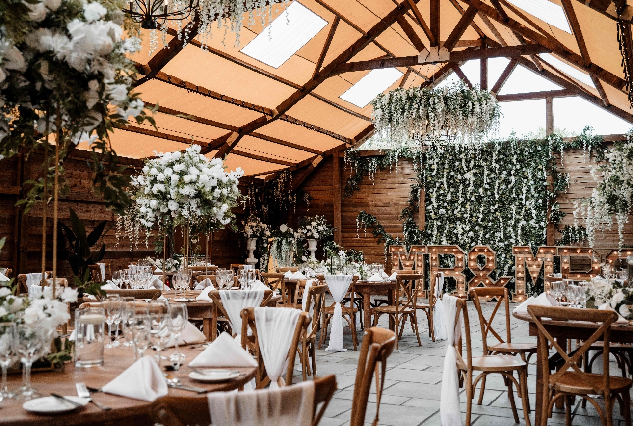 Ramside Hall Hotel Barn Marquee interior dressed for a wedding
