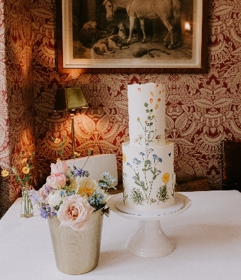 WEDDING CAKE with dried pressed flowers by Let's Talk Cake