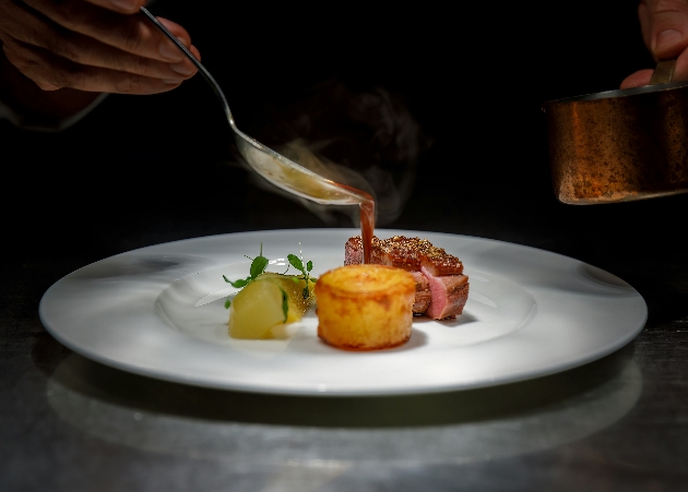fine dining meal being prepared