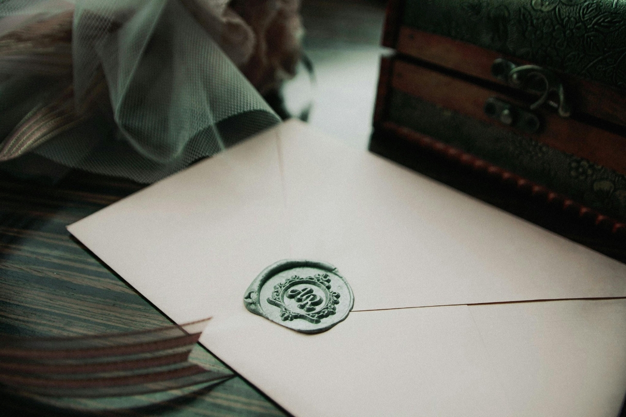 money envelope with wax seal