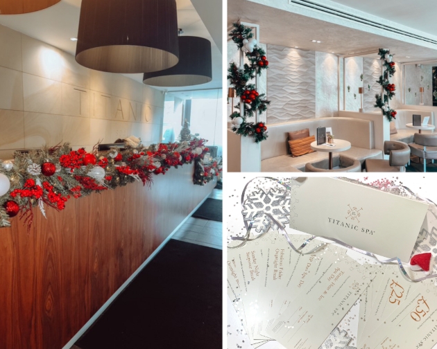 collages of Titanic Spa at Christmas including vouchers