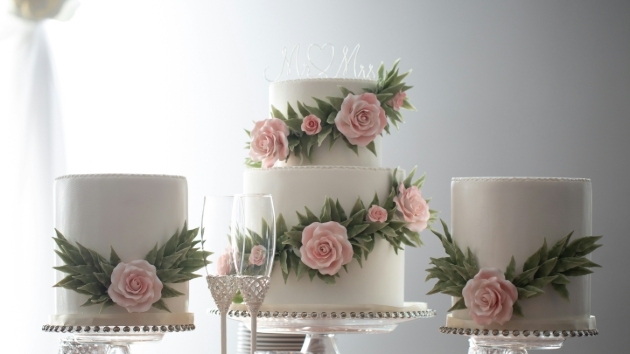 Three White Wedding Cakes