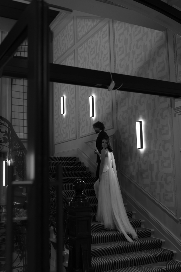 Black and White Wedding Photo of couple