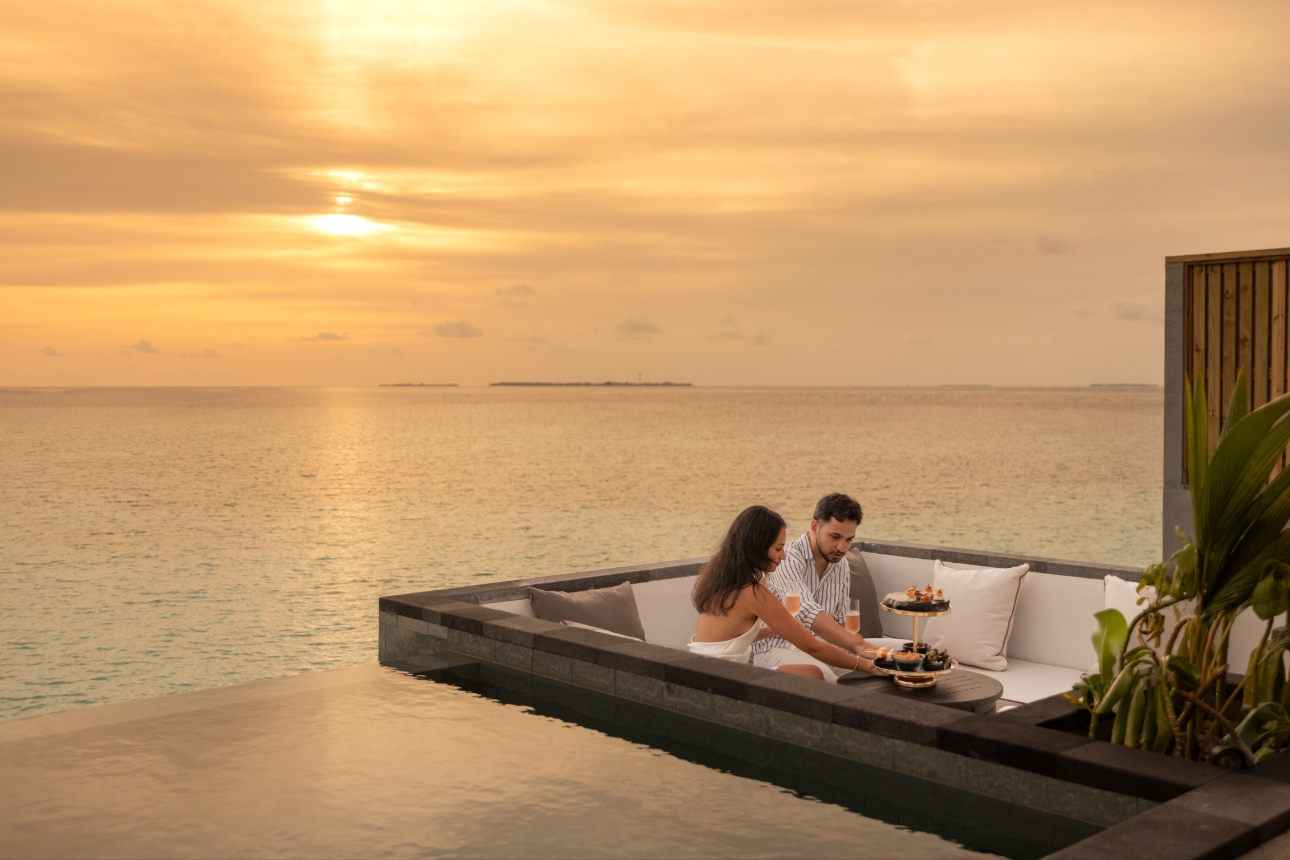 Sun Siyam Iru Fushi resort sunset view
